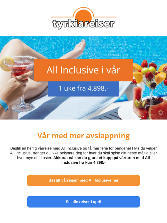 Vårreiser med All Inclusive - fra 4.898,- 😍