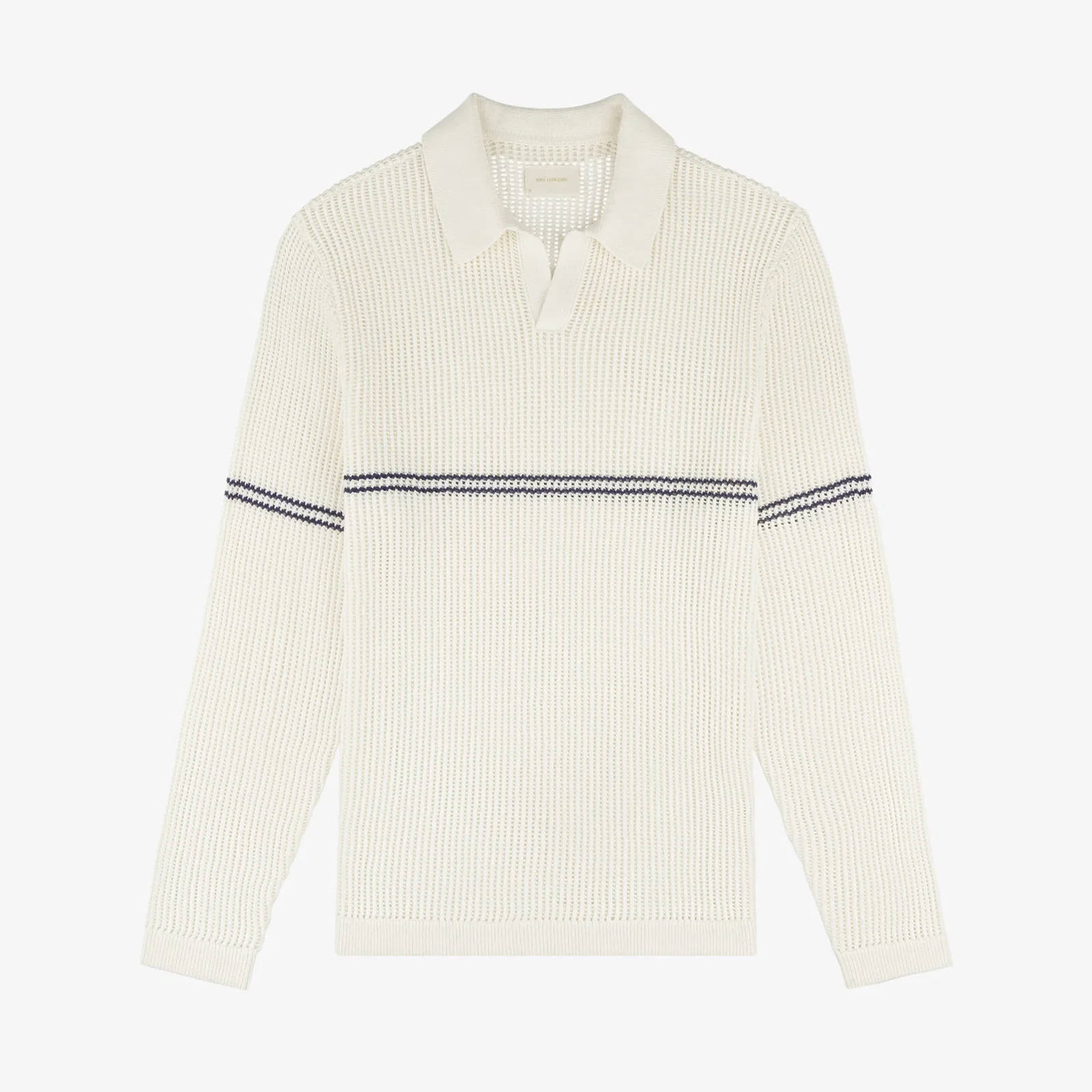 Image of Long-Sleeve Mesh Knit Polo