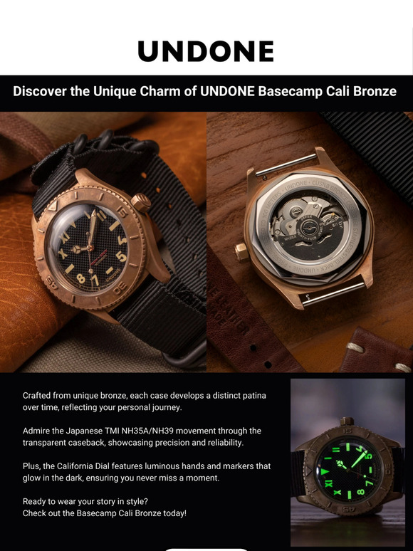 Discover the Unique Charm of UNDONE Basecamp Cali Bronze Automatic Watch ✨