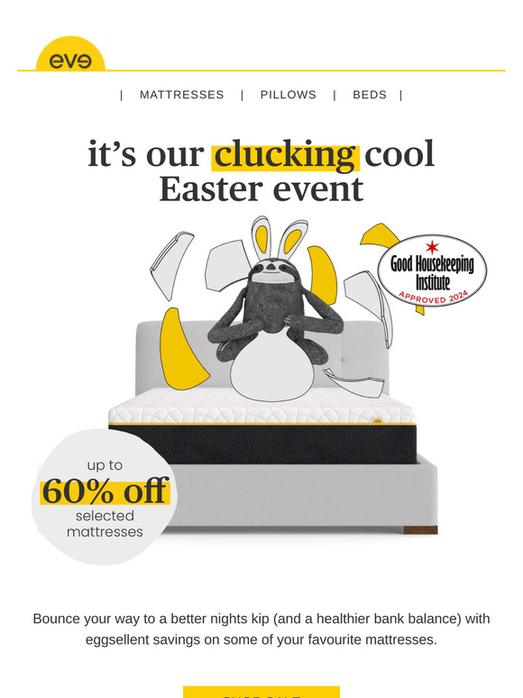up to 60% off in our clucking cool Easter event