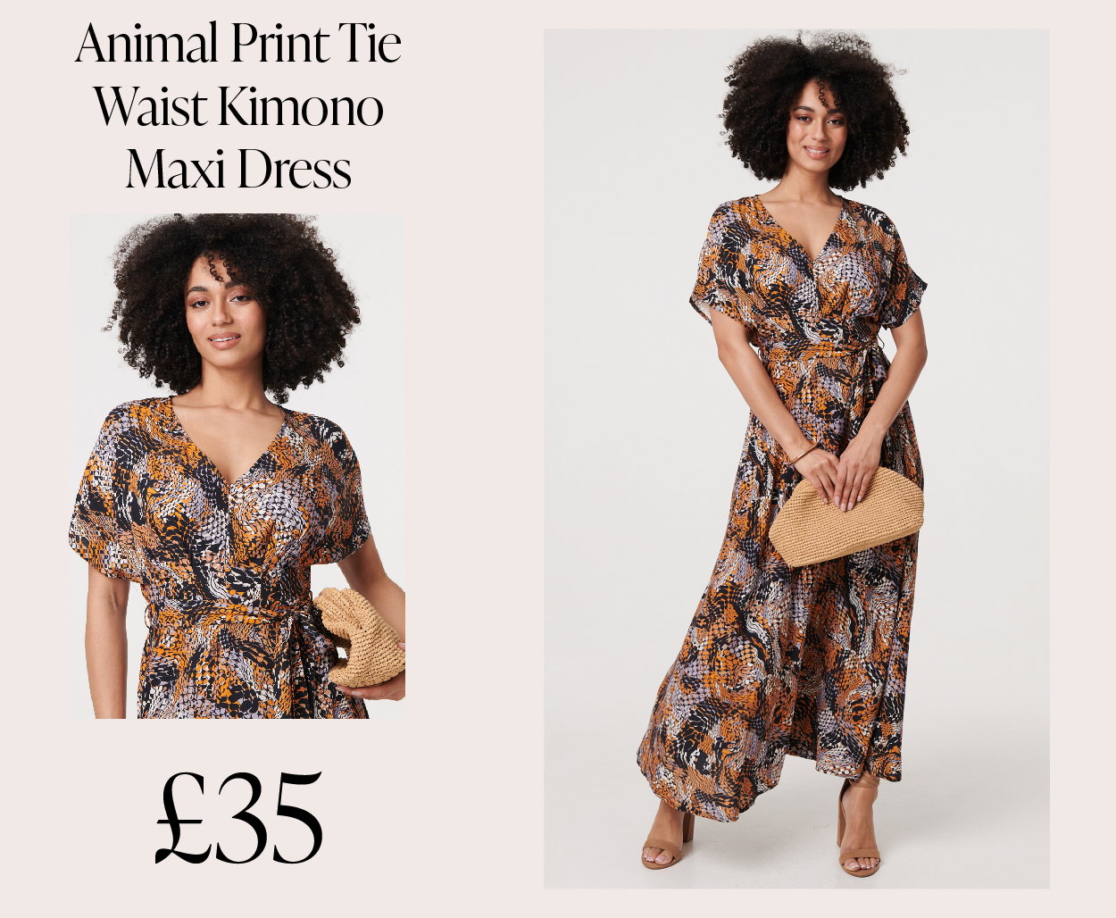 Animal Print Tie Waist Kimono Maxi Dress | Shop Now