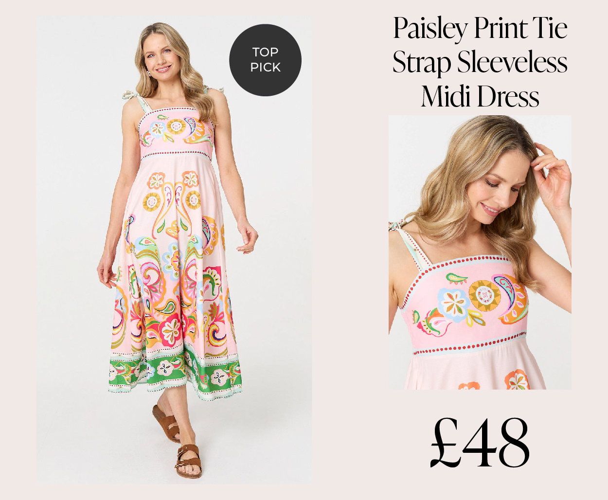 Paisley Print Tie Strap Sleeveless Midi Dress | Shop Now