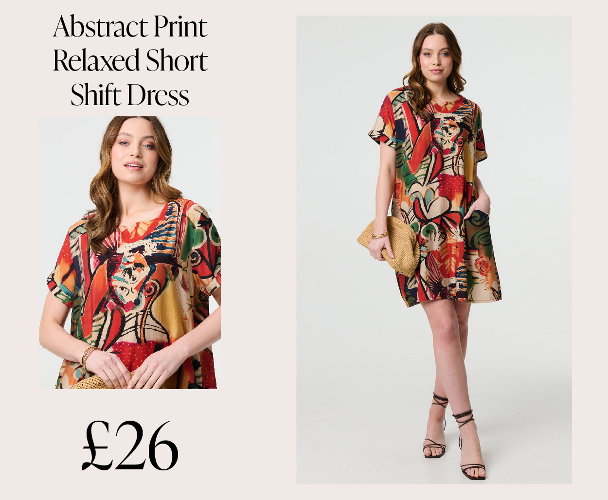 Abstract Print Relaxed Short Shift Dress | Shop Now