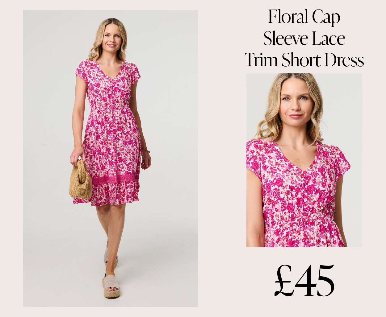 Floral Cap Sleeve Lace Trim Short Dress | Shop Now