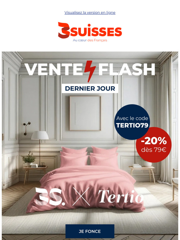 Dernière chance : -20% dès 79€ sur 3S. x Tertio