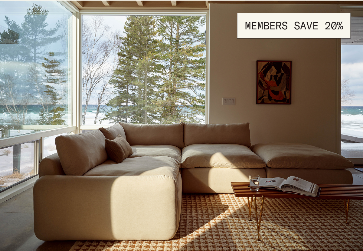 Pictured: The Sink Down Sectional. Members save 20% always.