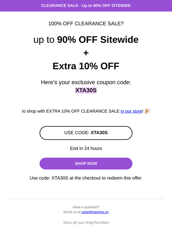 100% OFF? CLEARANCE SALE!