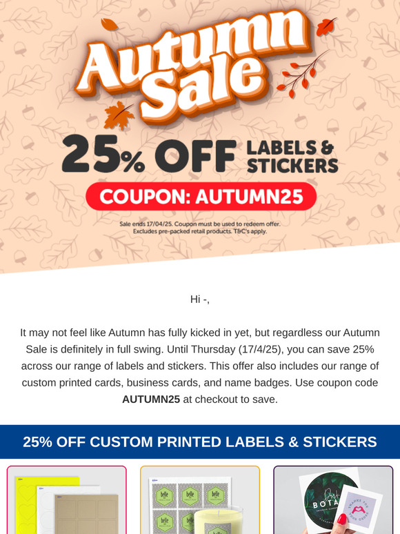 25% Off Autumn Sale