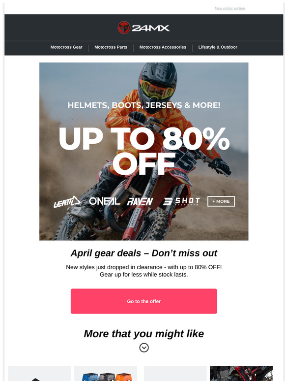 April rides: MX gear deals + New styles added!