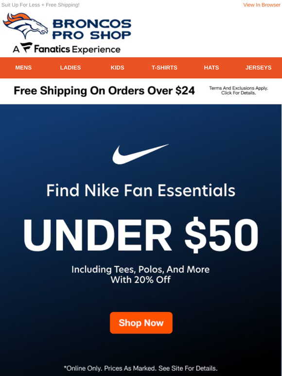 20% Off Nike = Broncos Steals Under $50