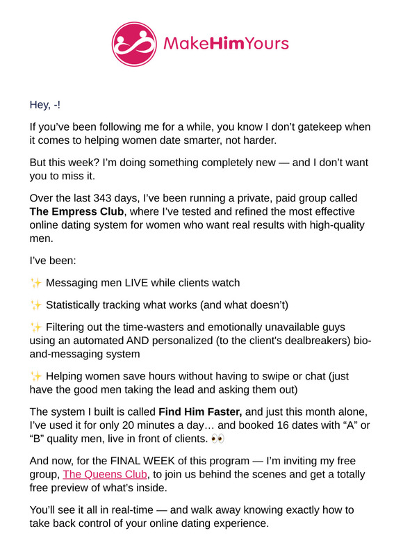 Free access: My proven online dating system — live!