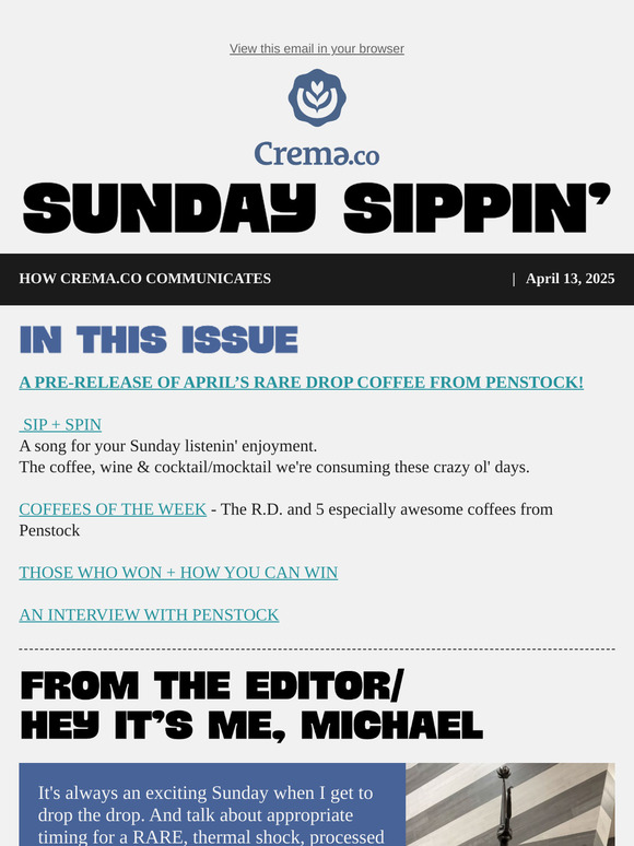Sunday Sippin’ | all about Penstock Coffee! Including the pre-release of this month’s RARE DROP