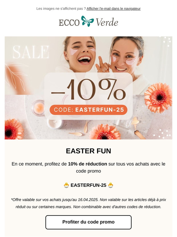 Promos de Pâques ! 🐰🌷 -10% sur vos achats !