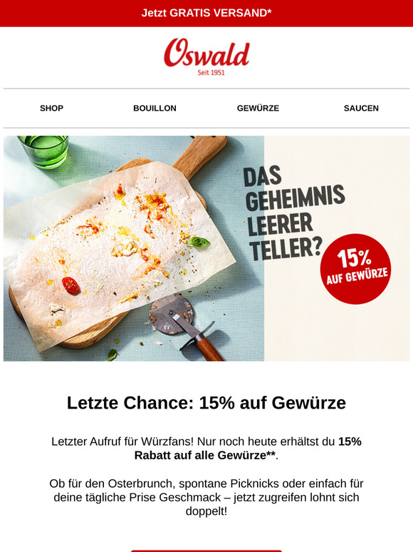 Nur noch heute: 15% auf Gewürze