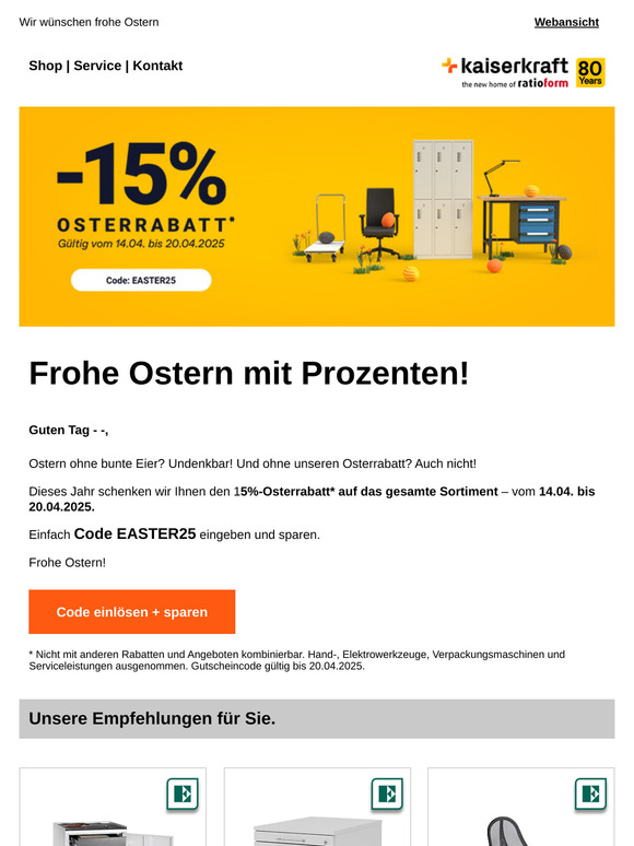 15% Rabatt* aufs ganze Sortiment