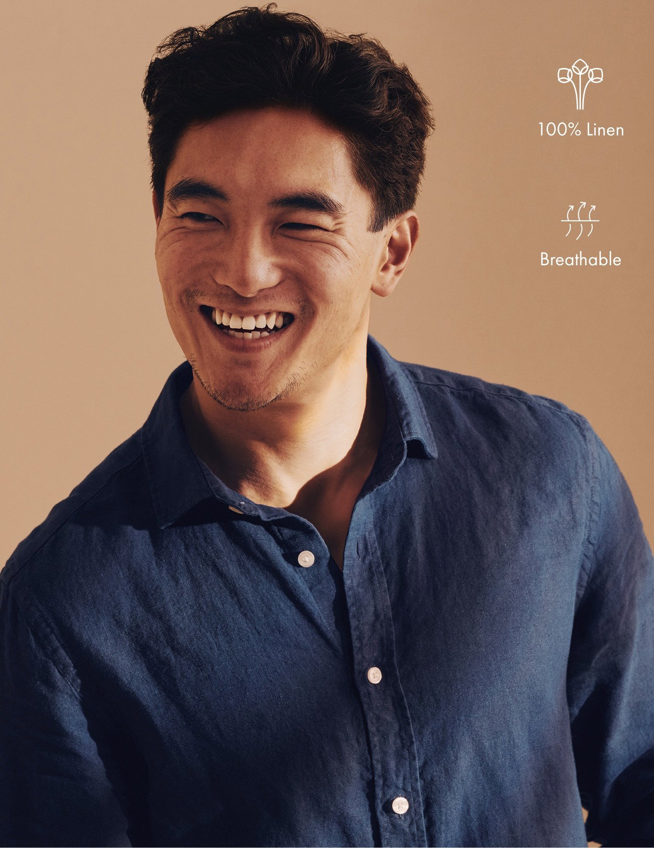 Pure Linen Shirt - Navy