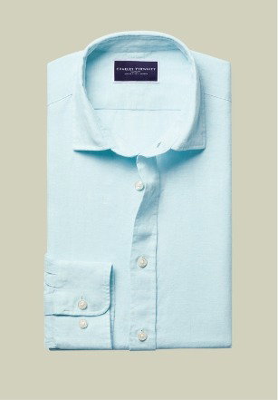 Pure Linen Shirt - Aqua Green