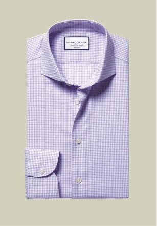 Non-Iron Performance Twill Check Shirt - Lilac