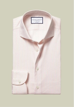 Non-Iron Performance Twill Print Shirt - White & Pin