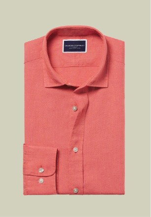 Pure Linen Shirt - Coral Pink