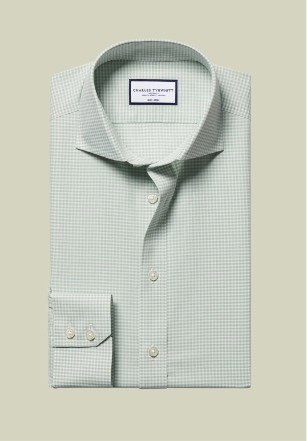 Non-Iron Poplin Gingham Shirt - Green
