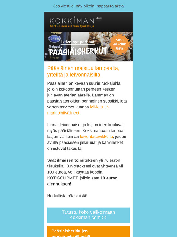Miltä pääsiäinen maistuu? Pääsiäisherkuttelu alkaa Kokkimanista.