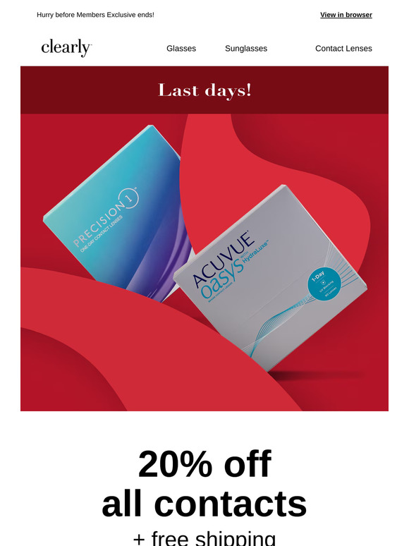 20% off contacts + free shipping