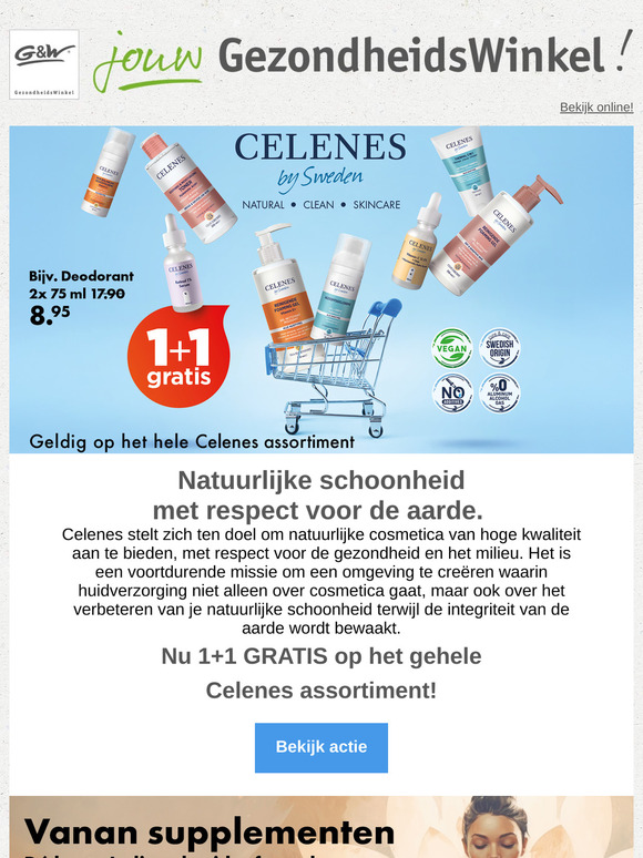Nu 1+1 gratis op het gehele Celenes Assortiment!