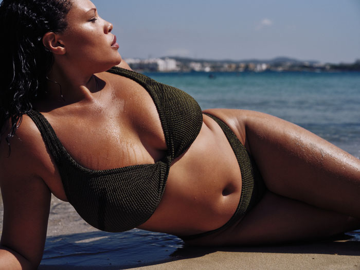 Coverage Juno bikini, metallic khaki