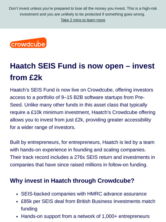 Haatch SEIS Fund is now live – invest from £2k