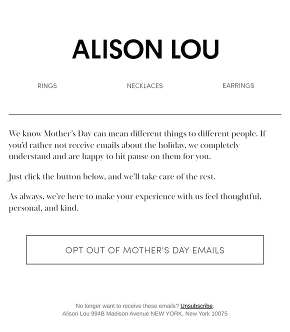 Option to pause Mother’s Day emails