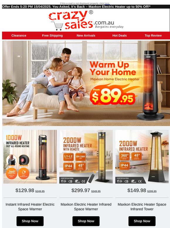 You Asked, It’s Back – Maxkon Electric Heater up to 50% Off!* 🙌❄️
