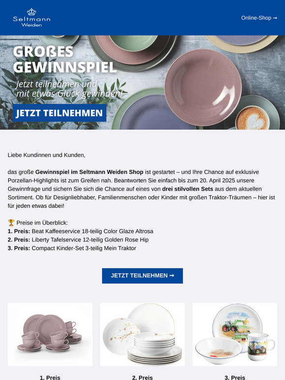 🎉 JETZT mitmachen & gewinnen: Edles Porzellan von Seltmann Weiden wartet auf Sie!