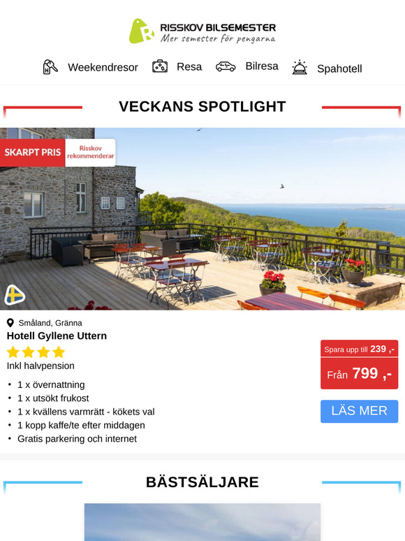 VECKANS SPOTLIGHT - 2 dagar från 799,- inkl. halvpension. Vacker utsikt över Vättern!