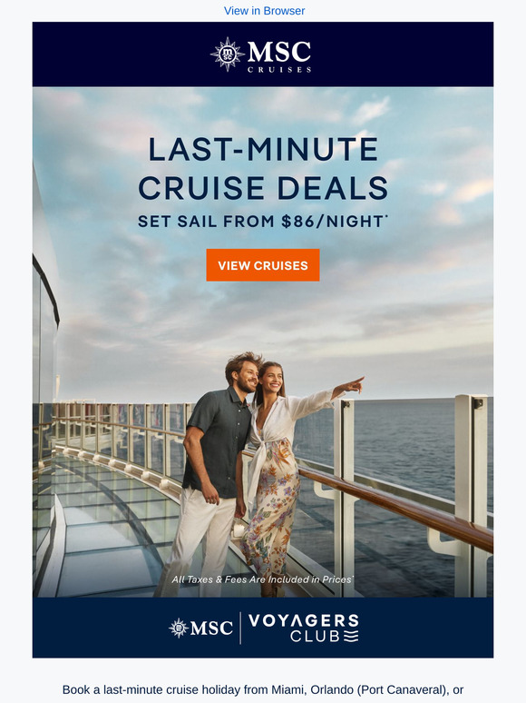 Looking for a Last-Minute Holiday? Cruise From $86/Night