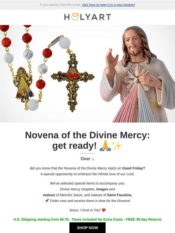 Dear —, novena of the Divine Mercy: get ready! 🙏✨