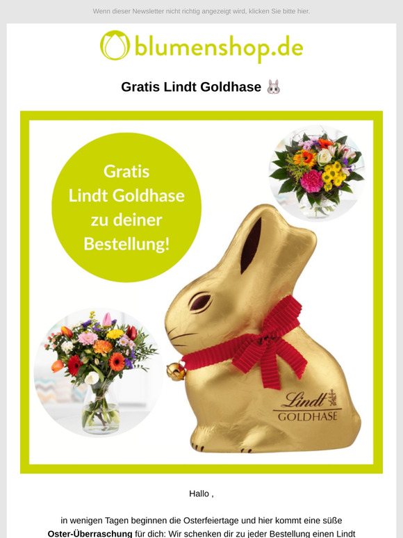 Gratis Lindt Goldhase zu jedem Blumenstrauß, ! 🐰