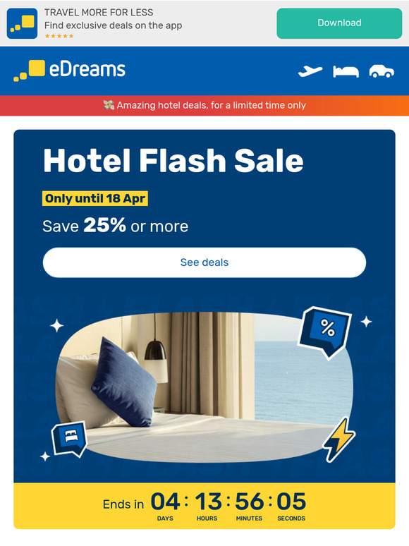 ⚡ Hotel Flash Sale: save 25% or more