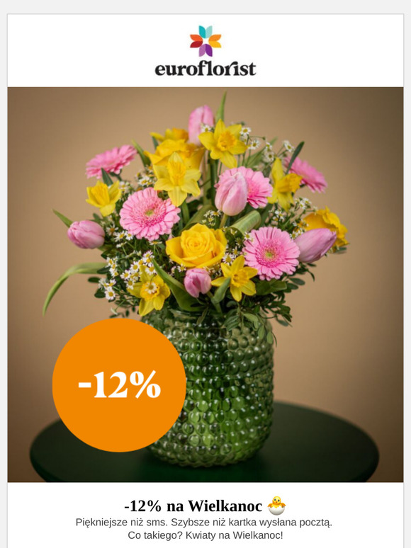 Twój wielkanocny rabat 🐣 -12% na wszystkie kwiaty