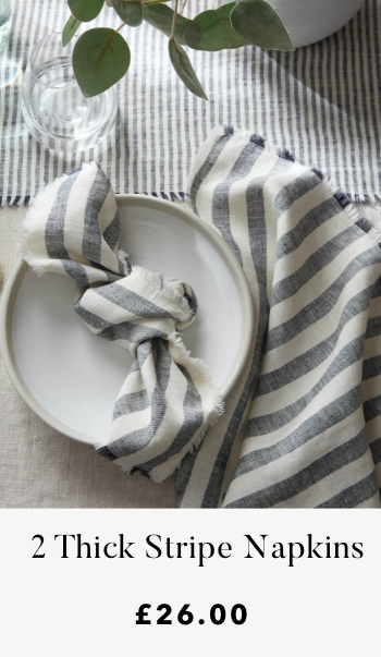 Set of 2 Ink Thick Stripe Linen Napkins