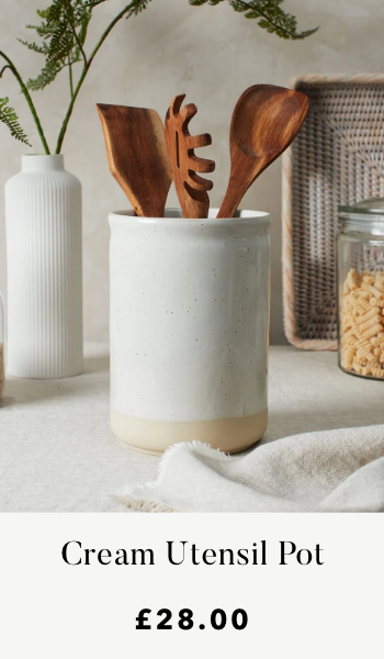 Cream Stoneware Utensil Pot