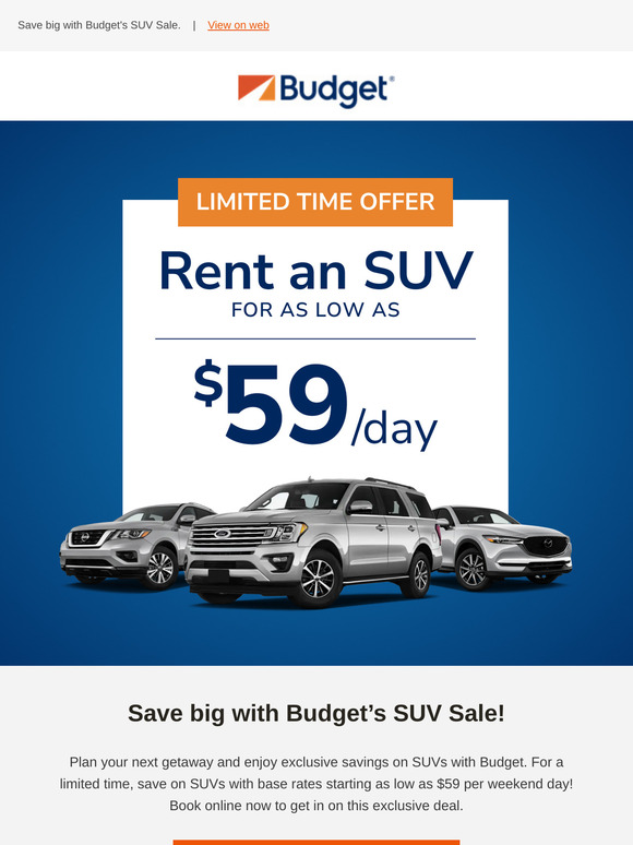 LIMITED TIME: SUVs as low as $59/day!