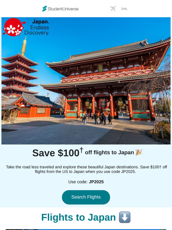 $100 off flights to Japan! 🤑