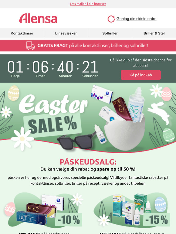 🐰 Sidste chance. Påskerabatterne op til 50 % er snart slut.