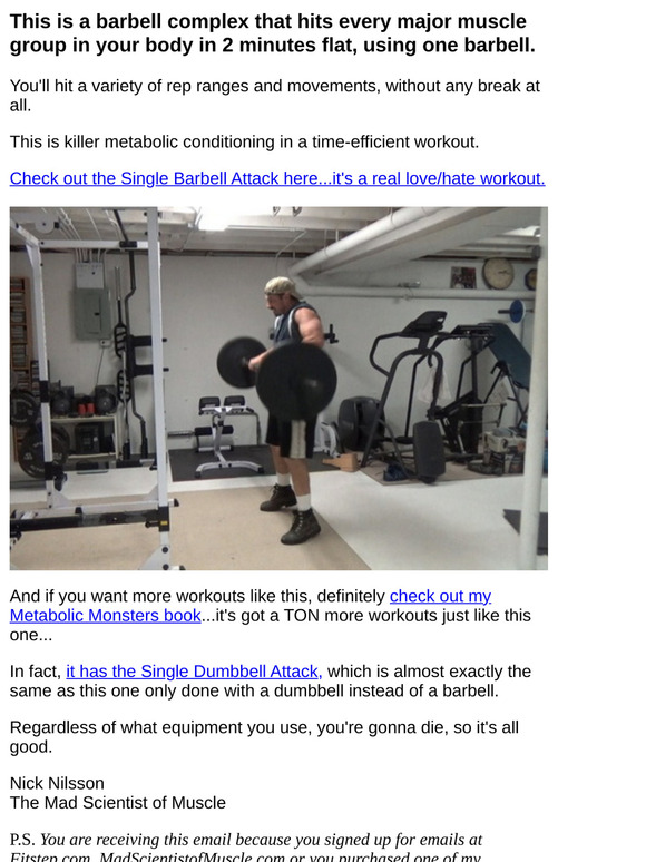 Love it AND hate it... the Single Barbell Attack for fat loss...