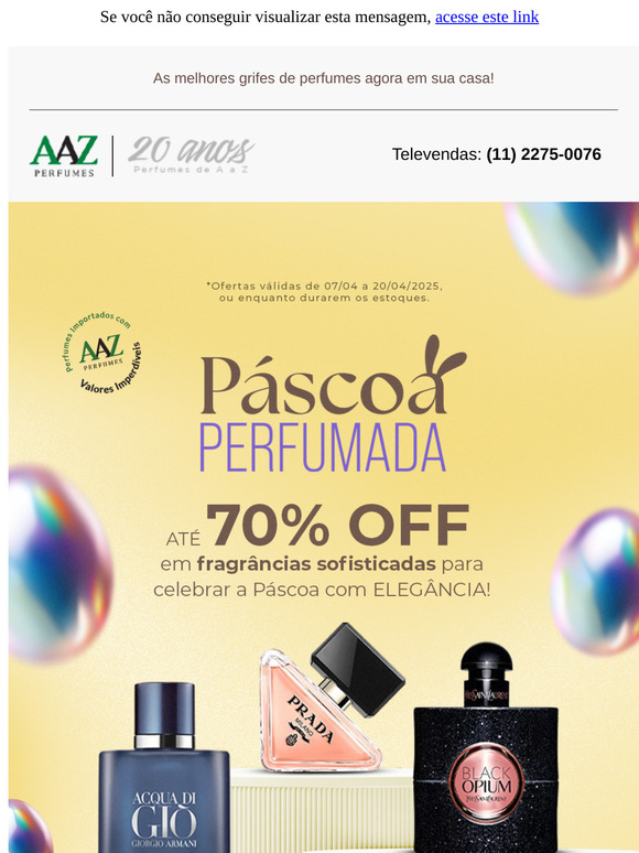Celebre a Páscoa com ESTILO. 💎 Economize Até 70% OFF Nestes Perfumes de LUXO!