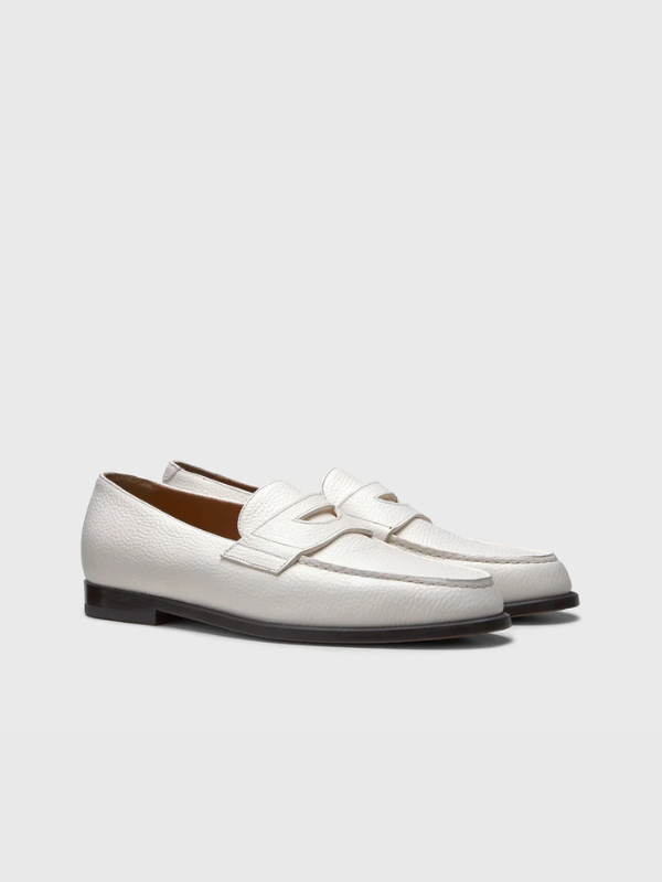 Mocassino "Mario 50" in pelle bottalata bianca