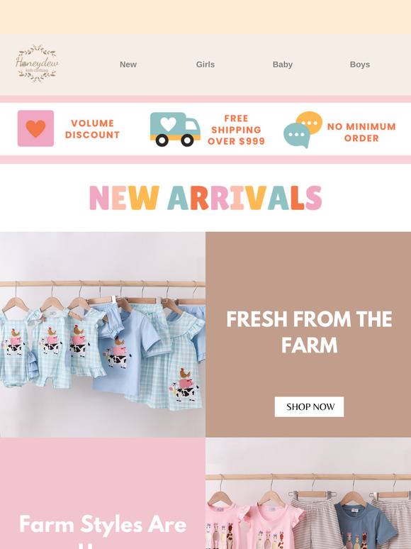 🐄  Fresh From the Farm – New Styles In Stock