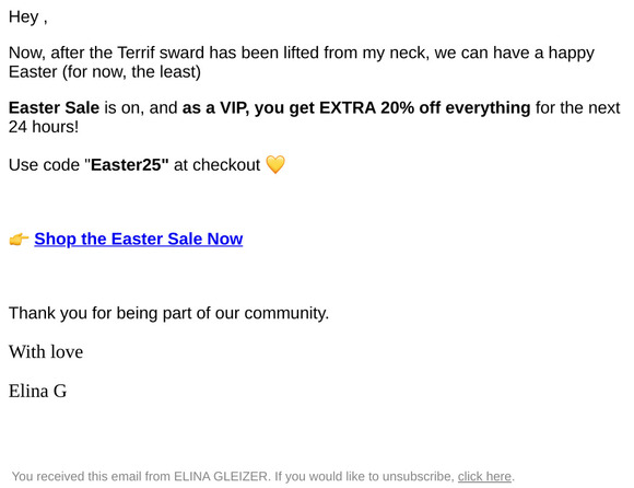Hey , Your VIP Easter sale is here