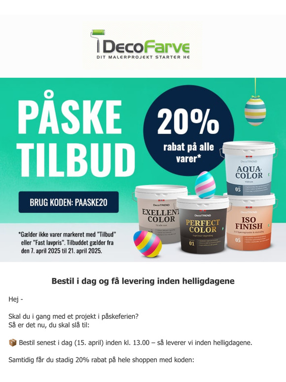 Sidste chance: Bestil inden kl. 13 og få leveret inden påske 🐣